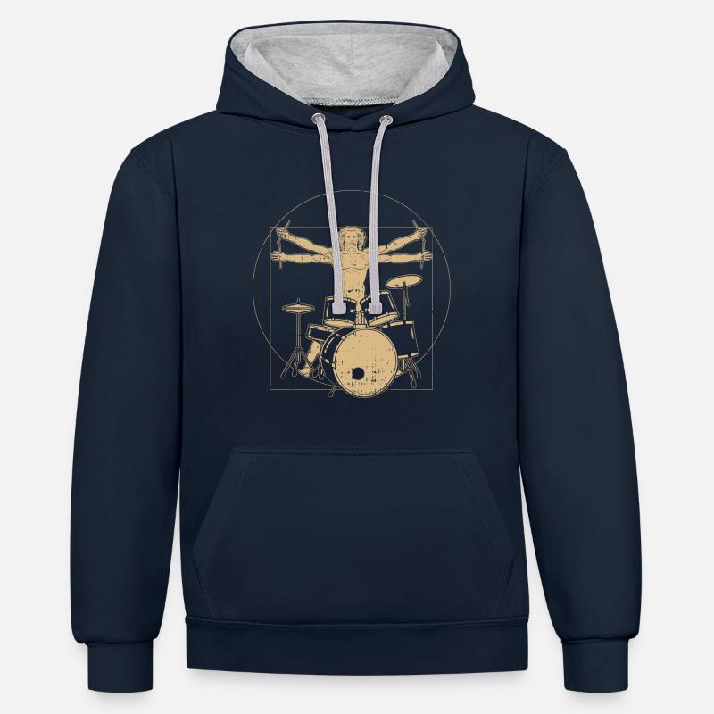 Vitruvian batteur cadeau - Sweat à capuche contrasté - bleu marine/gris chiné