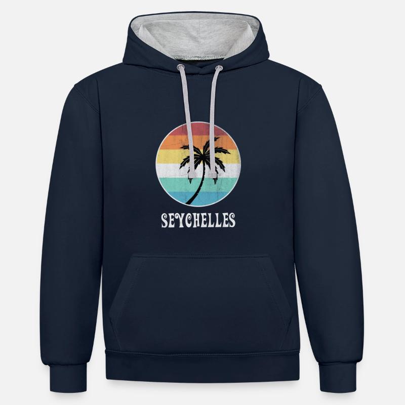 Seychelles - Sweat à capuche contrasté - bleu marine/gris chiné