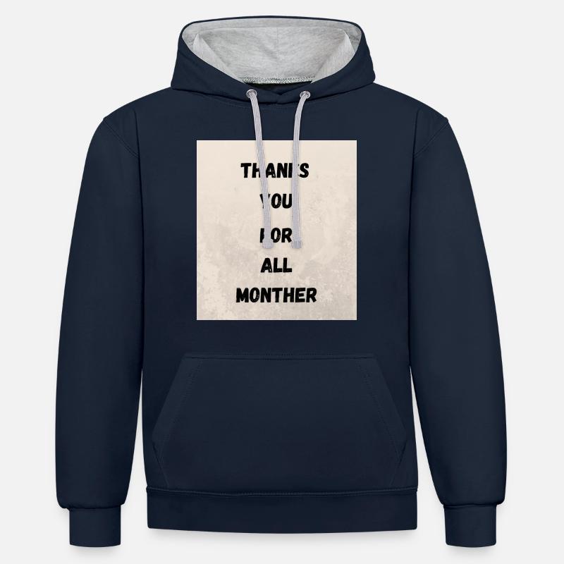 DANKE MUTTER - Kontrast-Hoodie - Navy/Grau meliert