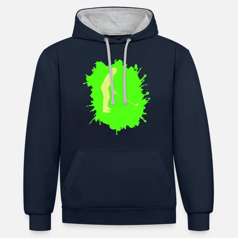 Golf Blobs - Sweat à capuche contrasté - bleu marine/gris chiné