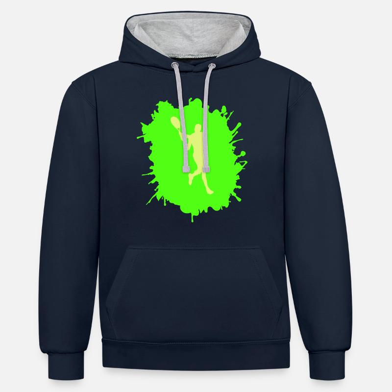 Tennis Blobs - Sweat à capuche contrasté - bleu marine/gris chiné
