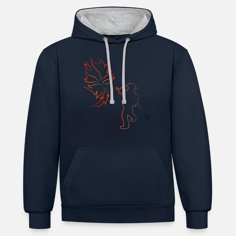 Utilisation du service d'incendie - Sweat à capuche contrasté - bleu marine/gris chiné