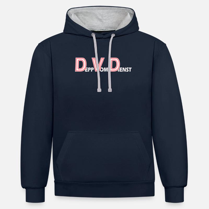 dvd depp on duty blanc - Sweat à capuche contrasté - bleu marine/gris chiné