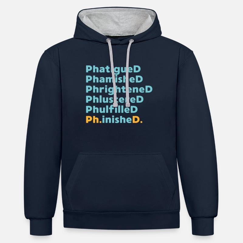 Phd Abschluss Spruch Uni Geschenk - Kontrast-Hoodie - Navy/Grau meliert