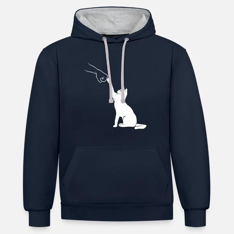 Katzenfauststoß - Kontrast-Hoodie - Navy/Grau meliert