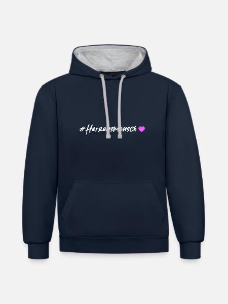Heartfelt Heart - Contrast hoodie - navy/heather grey