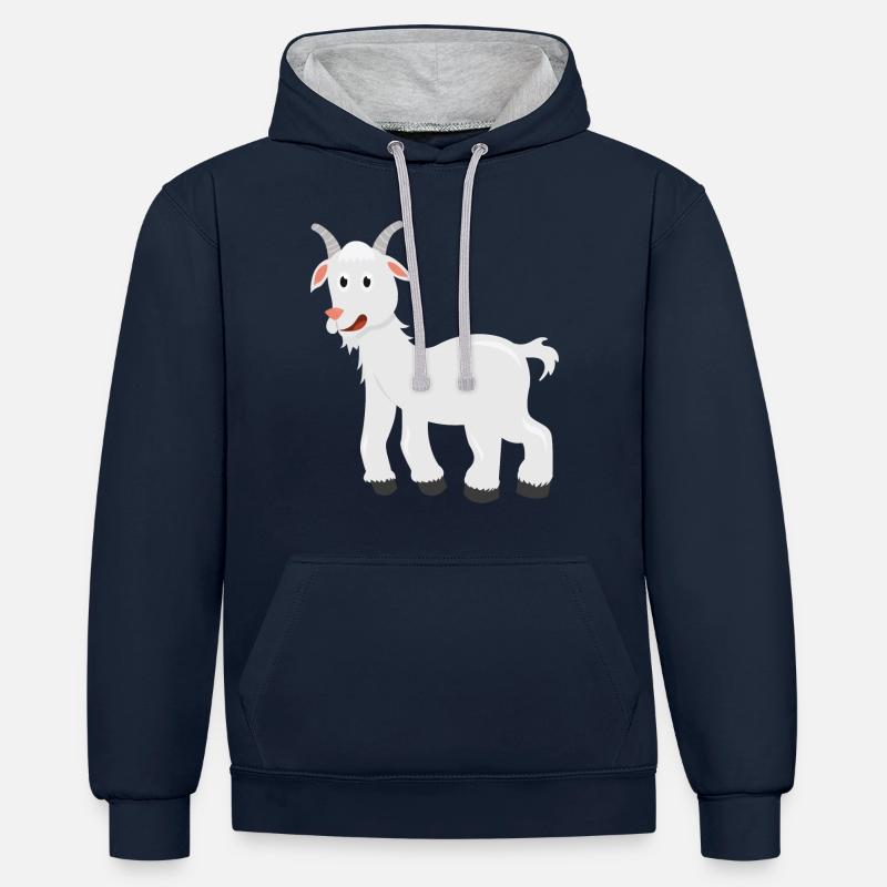 Chèvre - Sweat à capuche contrasté - bleu marine/gris chiné