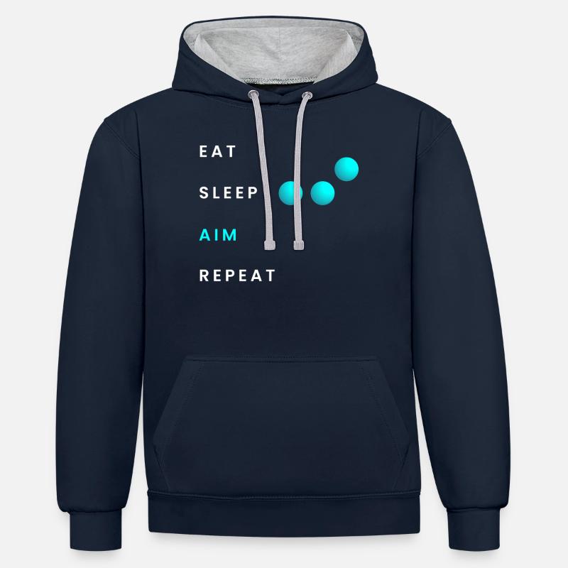 Manger Sommeil Objectif Répéter - Sweat à capuche contrasté - bleu marine/gris chiné