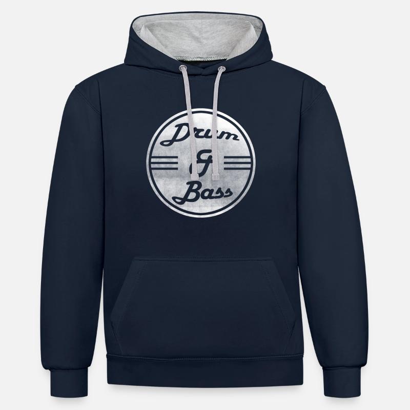 Drum & Bass - Sweat à capuche contrasté - bleu marine/gris chiné