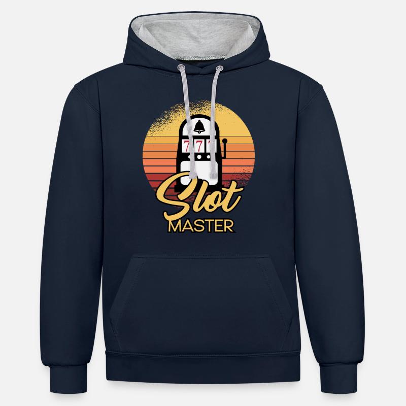 Slot Machine Master - Kontrast-Hoodie - Navy/Grau meliert