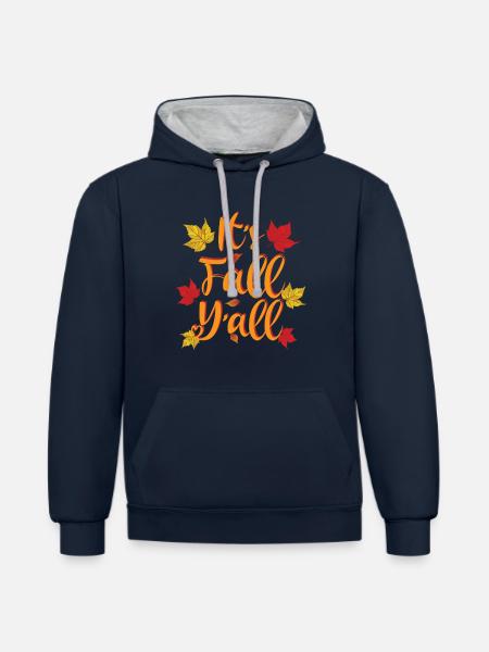 It’s Fall Y’all - Autumn Lover - Sweat à capuche contrasté - bleu marine/gris chiné