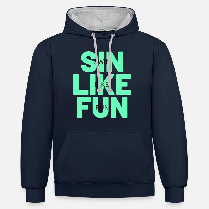 Le TRIATHLON pèche comme le plaisir - Sweat à capuche contrasté - bleu marine/gris chiné