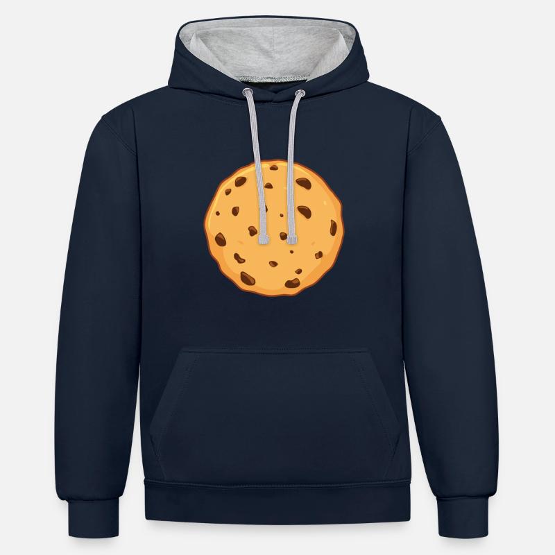 Biscuit aux pépites de chocolat - Sweat à capuche contrasté - bleu marine/gris chiné