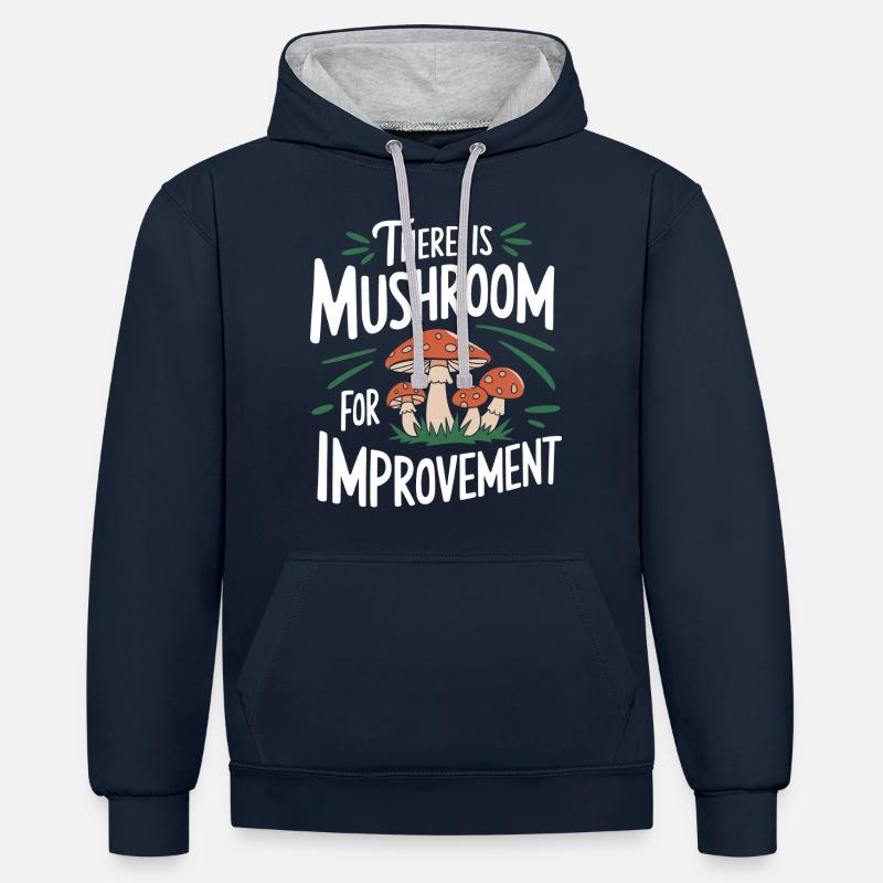 Champignons Champignons Champignon Champignon - Sweat à capuche contrasté - bleu marine/gris chiné