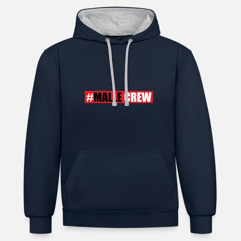Équipage Malle - Sweat à capuche contrasté - bleu marine/gris chiné