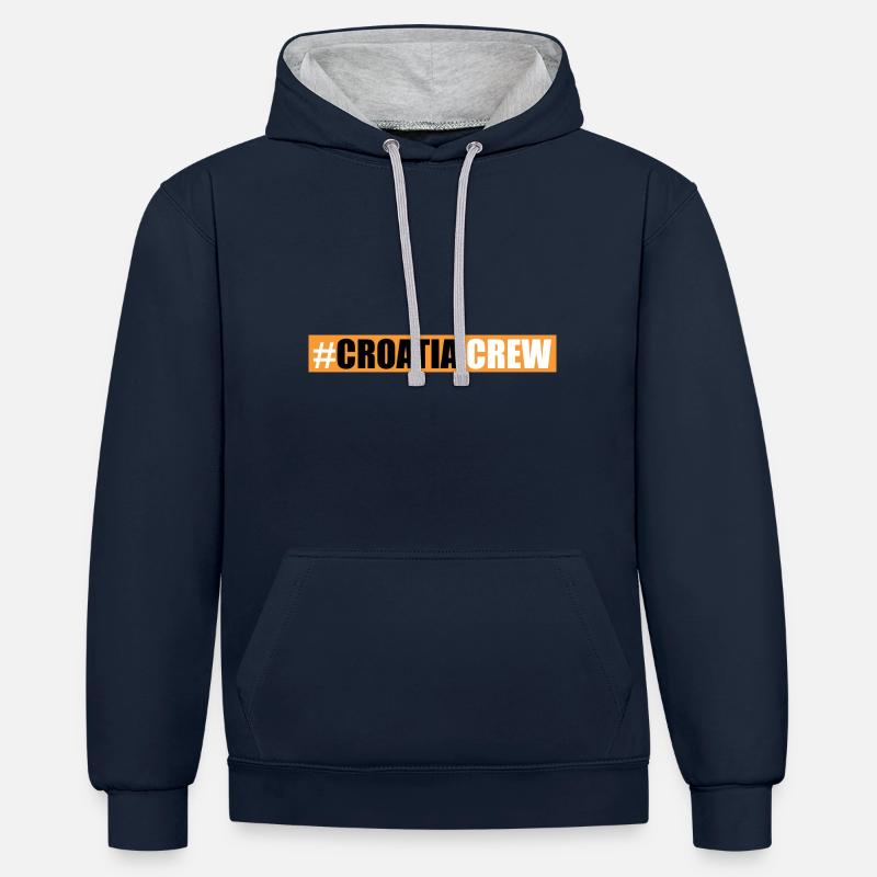 Croatie Équipage - Sweat à capuche contrasté - bleu marine/gris chiné