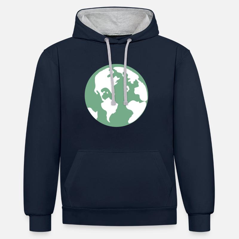 Globe globe cadeau cadeau idée - Sweat à capuche contrasté - bleu marine/gris chiné