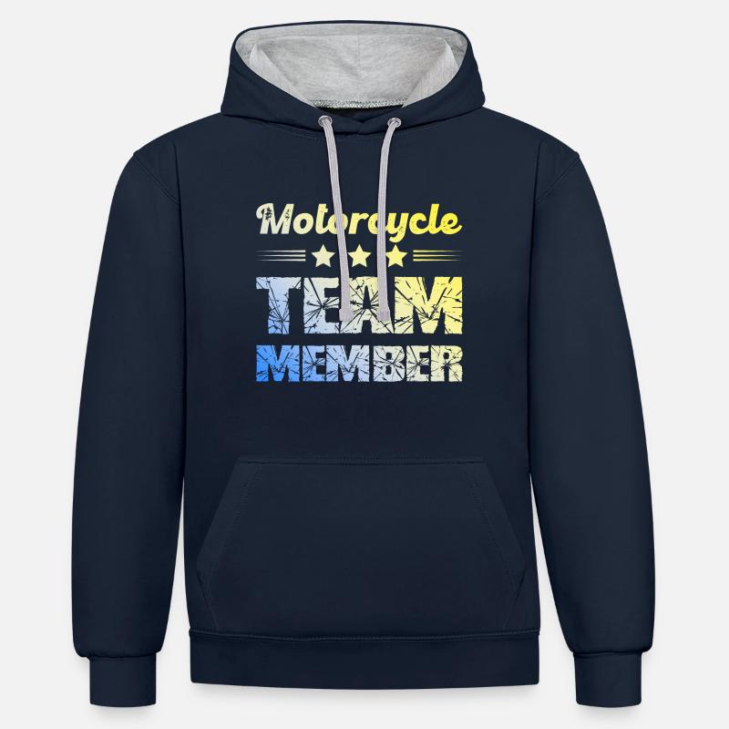 Équipe de motards - Sweat à capuche contrasté - bleu marine/gris chiné