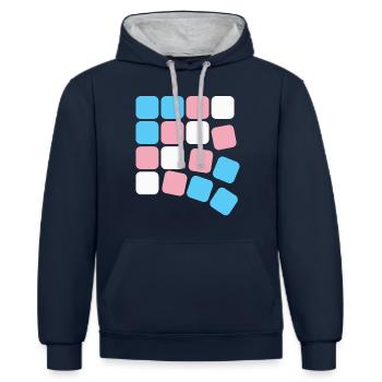 Transgender Pride square field - Sweat à capuche contrasté - bleu marine/gris chiné - Devant - Nico (186cm)