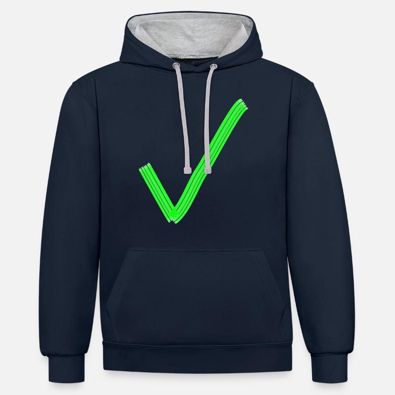 Coche vert Correct caractère Crochets corrects - Sweat à capuche contrasté - bleu marine/gris chiné