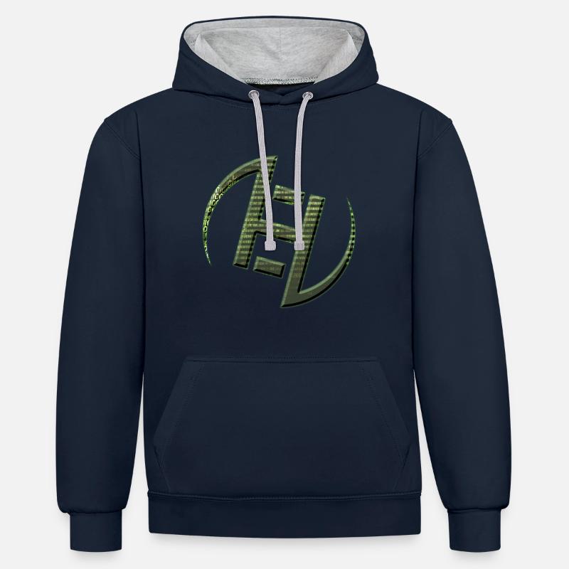 Symboles hacker - Sweat à capuche contrasté - bleu marine/gris chiné