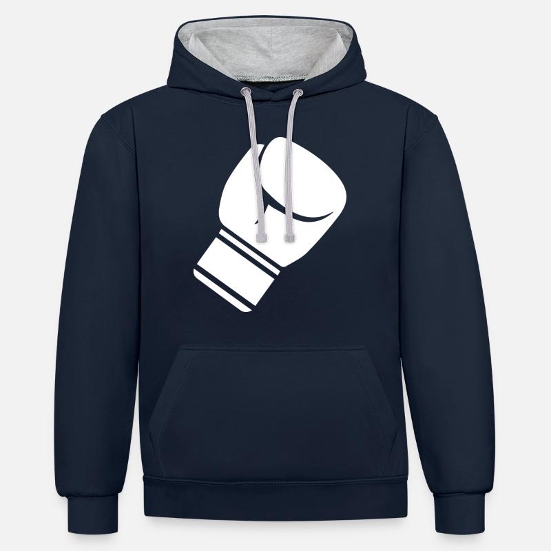 Boxe Combat Muay Thai - Sweat à capuche contrasté - bleu marine/gris chiné