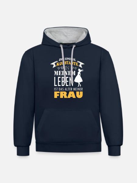 Frauenheld, Macho, Männer, Frauen - Kontrast-Hoodie - Navy/Grau meliert
