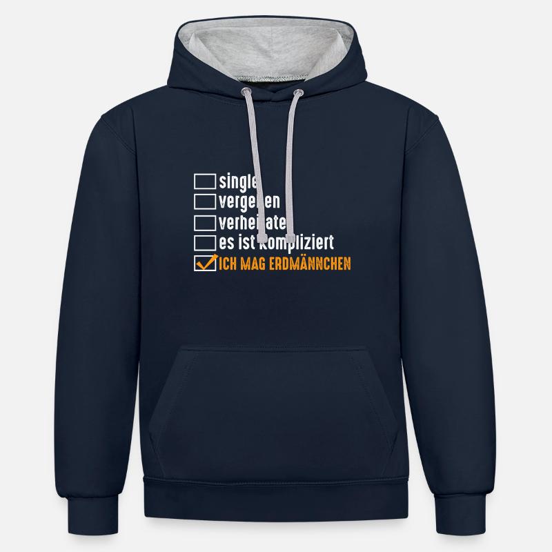 Erdmännchen - Kontrast-Hoodie - Navy/Grau meliert