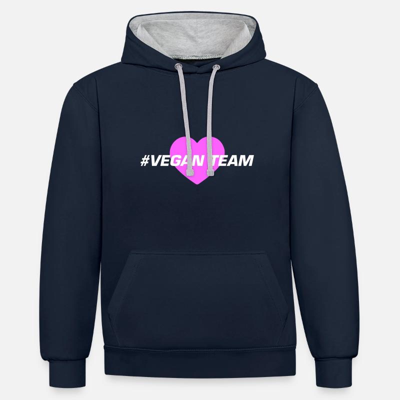 Cœur d’équipe végétalien - Sweat à capuche contrasté - bleu marine/gris chiné