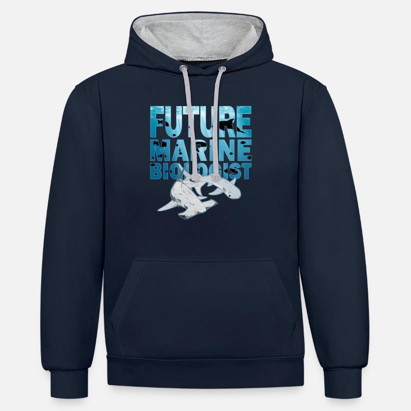 Requin-marteau à pointe blanche - Sweat à capuche contrasté - bleu marine/gris chiné