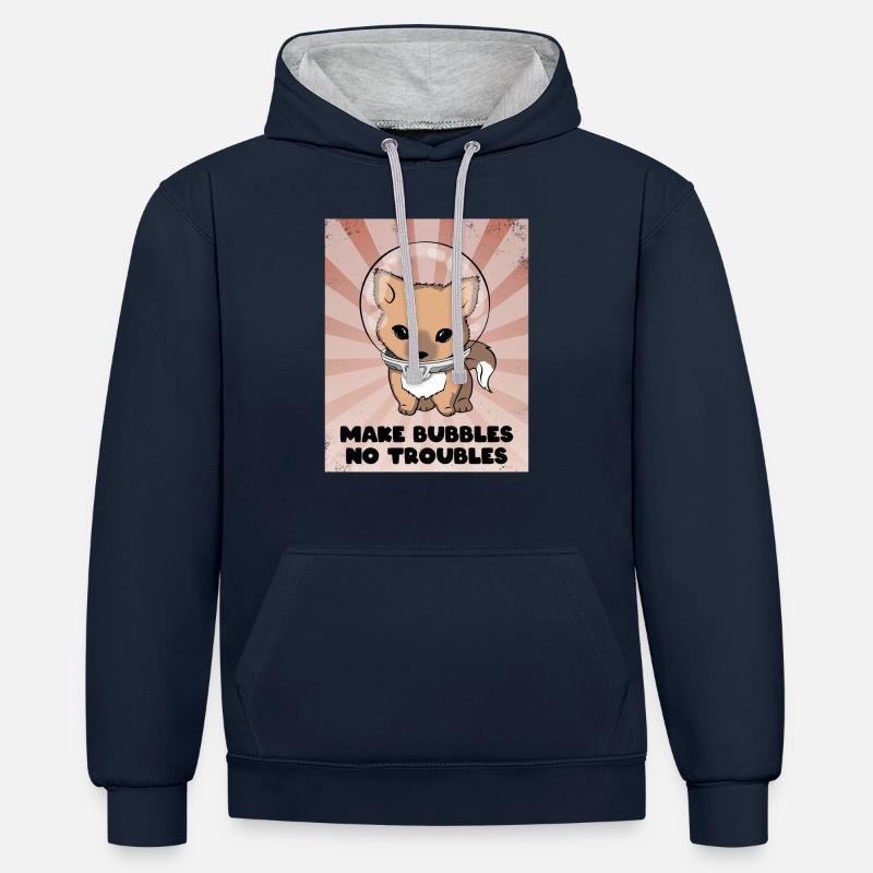 Faites des bulles sans problèmes - Sweat à capuche contrasté - bleu marine/gris chiné