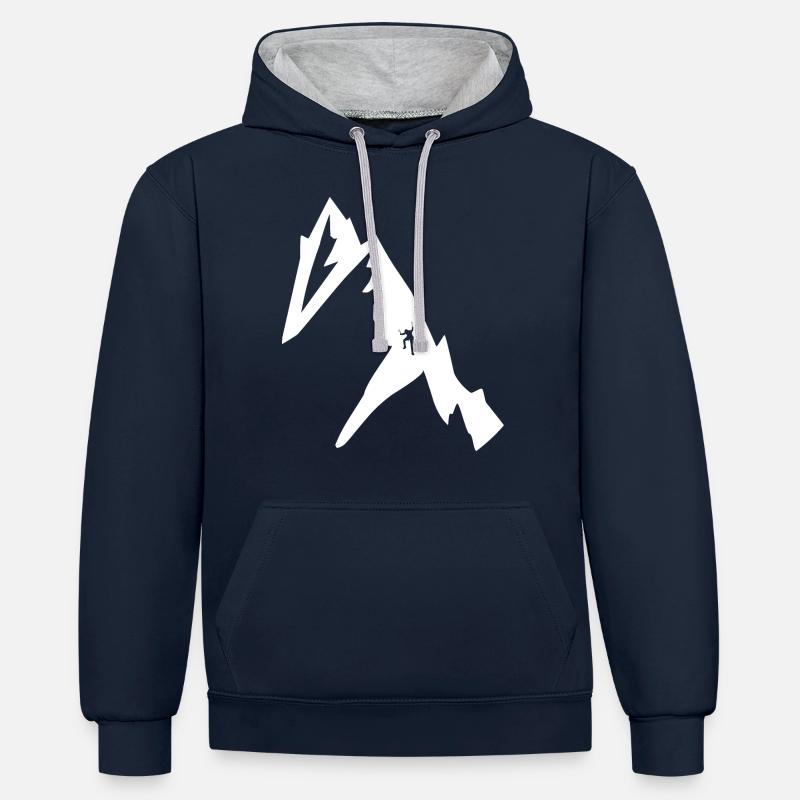 Escalade sur glace - Sweat à capuche contrasté - bleu marine/gris chiné