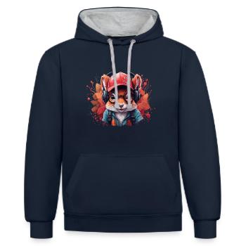 Squirrel Animal Art I Cool Cute - Contrast hoodie - navy/heather grey - Front - Nico (186cm)