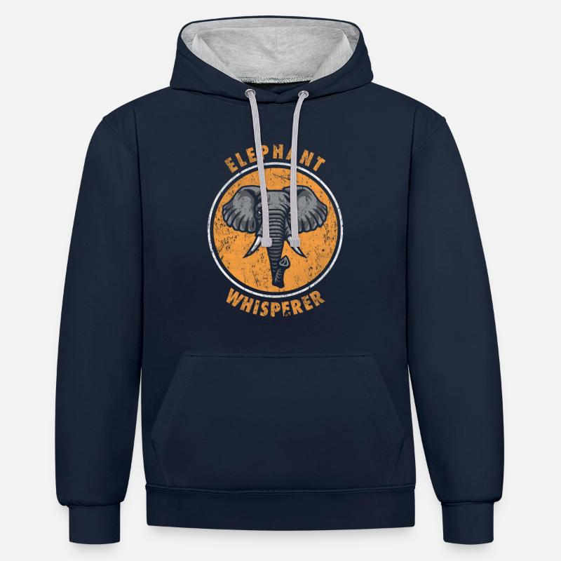 éléphant - Sweat à capuche contrasté - bleu marine/gris chiné