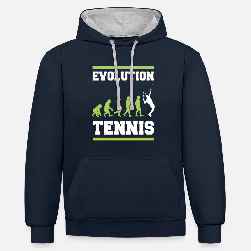 Evolution du tennis - Sweat à capuche contrasté - bleu marine/gris chiné
