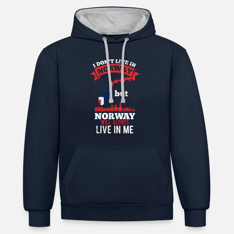 Norvège - Sweat à capuche contrasté - bleu marine/gris chiné