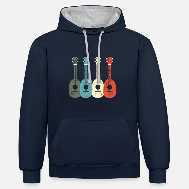UKULELE - Sweat à capuche contrasté - bleu marine/gris chiné