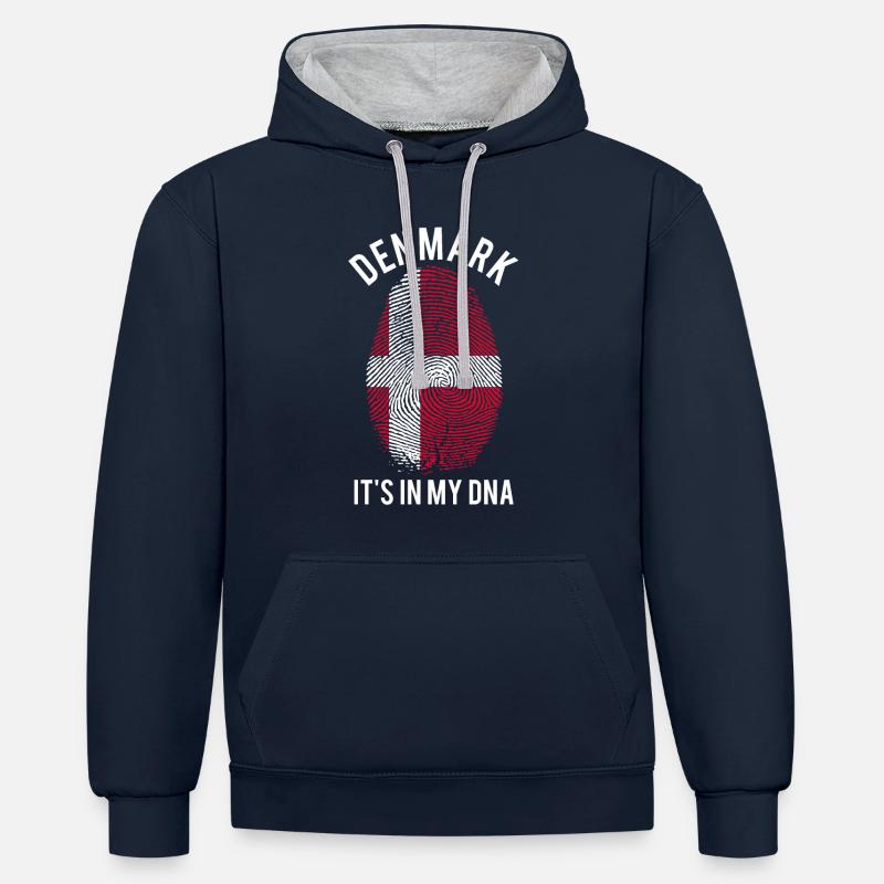 ADN du Danemark - Sweat à capuche contrasté - bleu marine/gris chiné