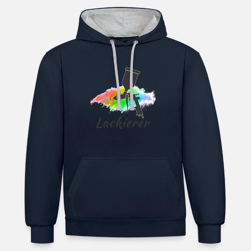 Peintres peintres - Sweat à capuche contrasté - bleu marine/gris chiné