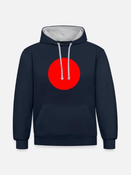 Red circle - Contrast hoodie - navy/heather grey