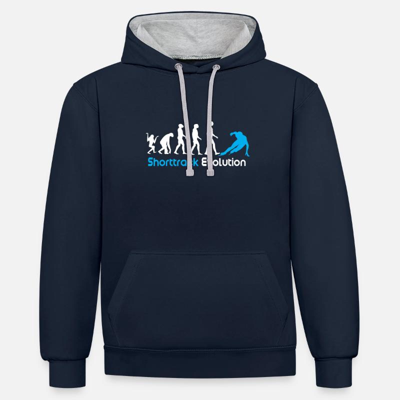 Shorttrack Evolution - Kontrast-Hoodie - Navy/Grau meliert