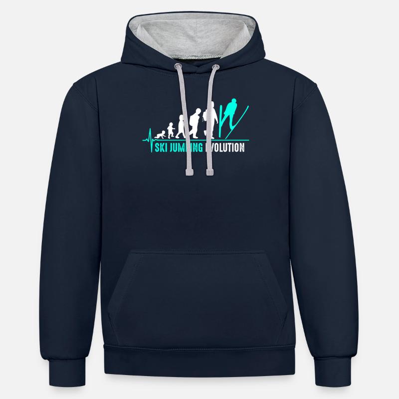 Ski Jumping Evolution Birth - Contrast hoodie - navy/heather grey