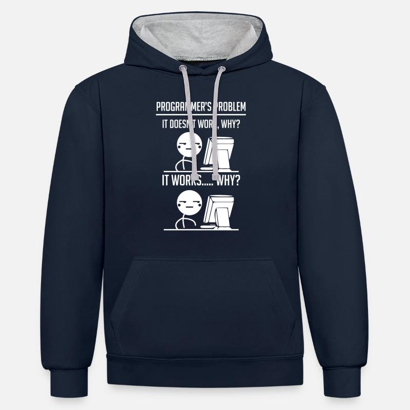 Programmierer Code Entwickler - Kontrast-Hoodie - Navy/Grau meliert