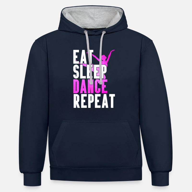 Manger danse de sommeil répétition - Sweat à capuche contrasté - bleu marine/gris chiné
