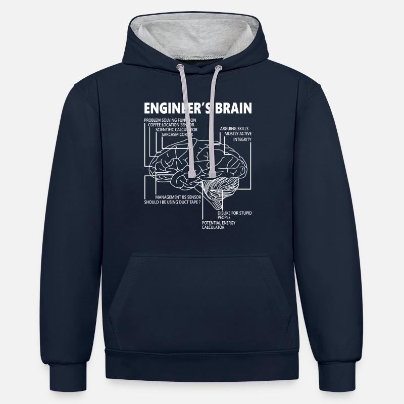 ingeniør - Kontrast-hettegenser - marine/grå melert