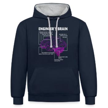 Engineer brain - Contrast hoodie - navy/heather grey - Front - Nico (186cm)