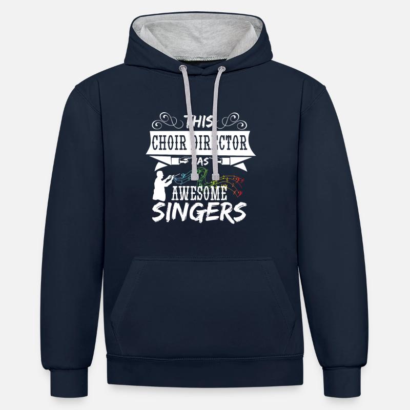 Chor Dirigent - Kontrast-Hoodie - Navy/Grau meliert