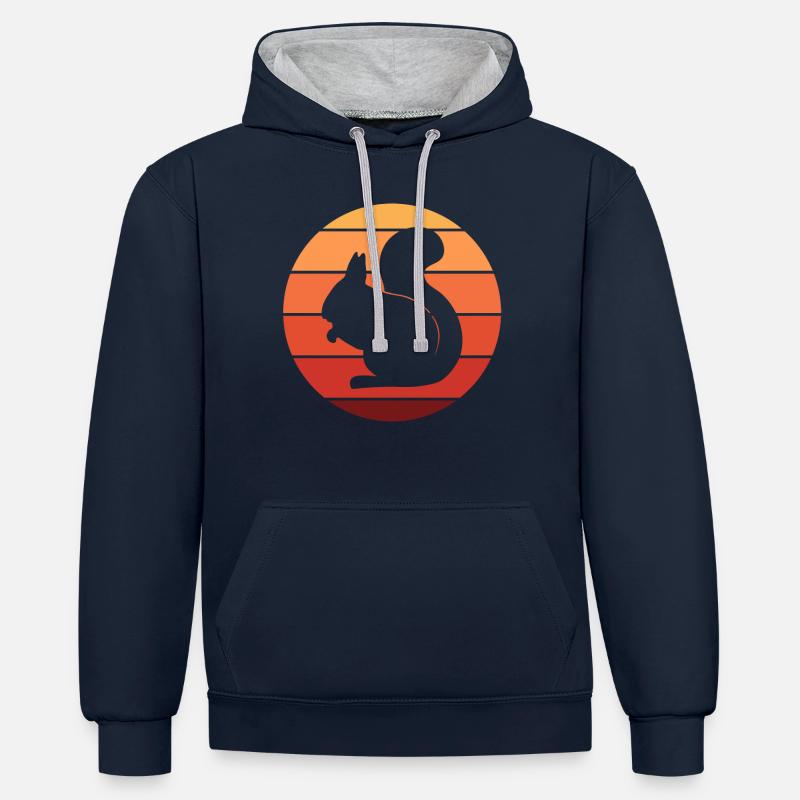 écureuil - Sweat à capuche contrasté - bleu marine/gris chiné