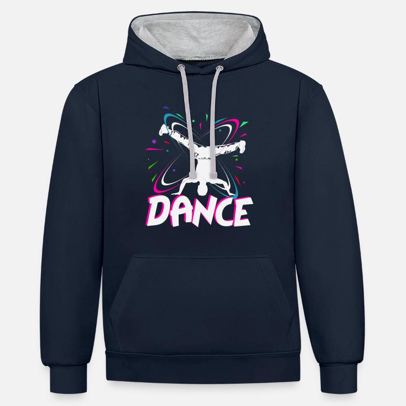 breakdancer - Sweat à capuche contrasté - bleu marine/gris chiné