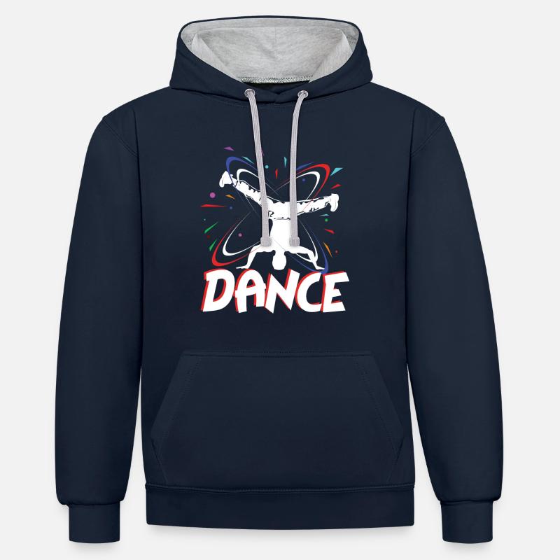 Break dance dance - Sweat à capuche contrasté - bleu marine/gris chiné